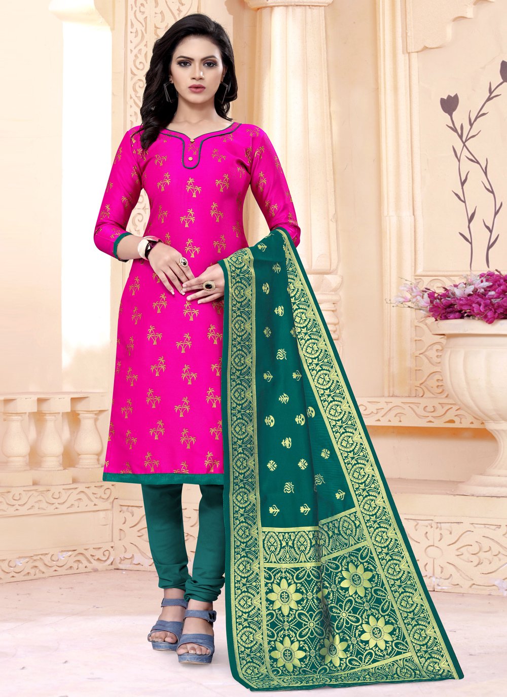 Rani Pink Sequins Embroidered Suit Set – Meena Bazaar