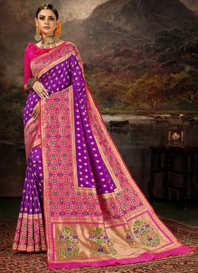 Weaving Banarasi Silk Silk Saree in Purple