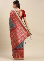 Weaving Banarasi Silk Traditional Designer Saree in Grey