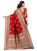 Weaving Banarasi Silk Traditional Saree in Red