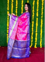 Weaving Kanchipuram Silk Designer Traditional Saree in Hot Pink