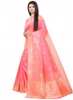 Weaving Kanchipuram Silk Designer Traditional Saree in Pink