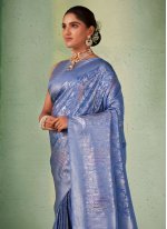 Weaving Kanjivaram Silk Designer Saree in Blue