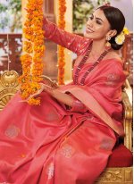 Weaving Silk Bollywood Saree in Pink