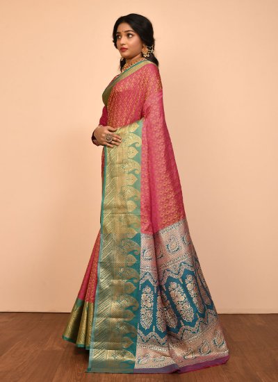 Weaving Silk Classic Saree in Pink