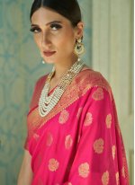 Weaving Silk Traditional Designer Saree in Hot Pink