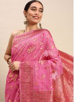 Weaving Soft Cotton Classic Saree in Pink