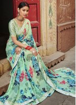 Weight Less Abstract Print Casual Saree in Multi Colour