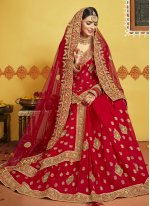 Whimsical Embroidered Red Art Silk Traditional Designer Saree