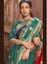 Whimsical Fancy Blue and Green Designer Traditional Saree