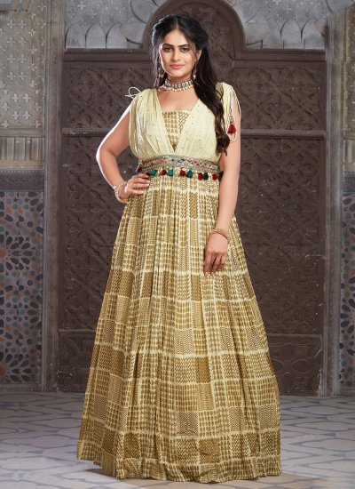 Whimsical Georgette Printed Readymade Designer Gown