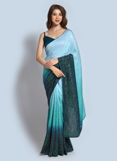 Whimsical Georgette Sequins Shaded Saree