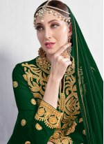 Whimsical Green Pure Georgette Anarkali Salwar Suit
