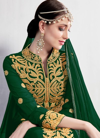 Whimsical Green Pure Georgette Anarkali Salwar Suit