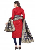 Whimsical Tafeta Silk Red Fancy Churidar Designer Suit