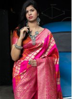Whimsical Weaving Hot Pink Designer Traditional Saree