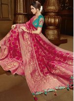 Whimsical Weaving Maroon Silk Trendy Saree