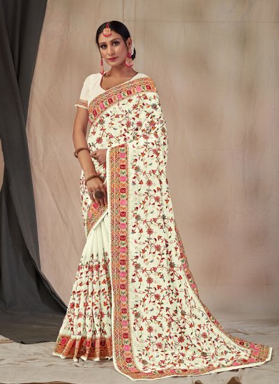 White Ceremonial Classic Designer Saree