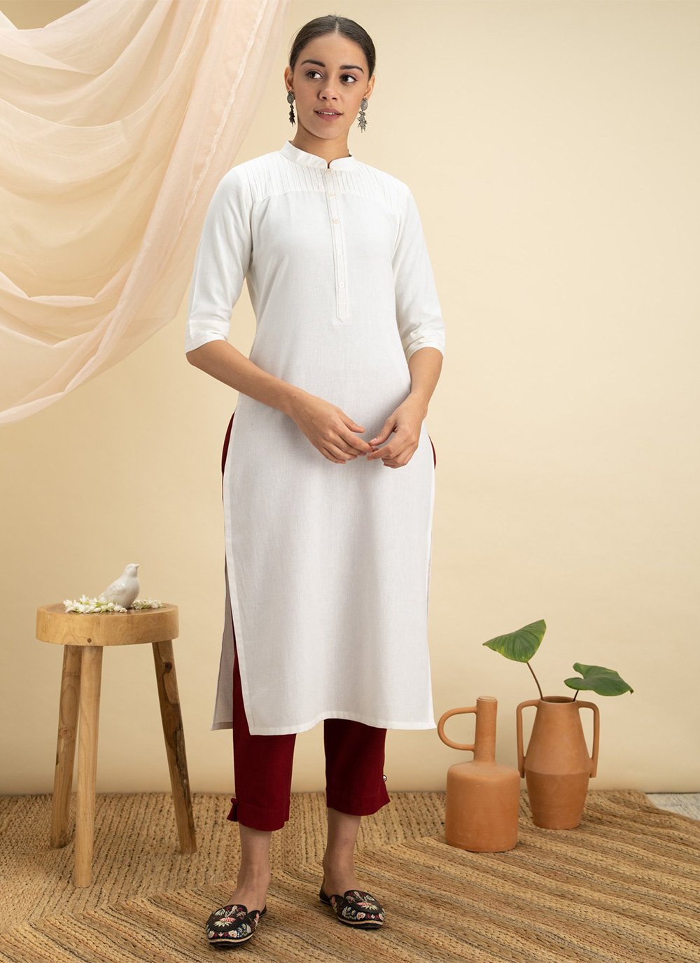 White kurta discount pyjama for ladies