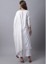 White Embroidered Cotton Pant Style Suit