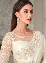 White Embroidered Engagement Contemporary Saree