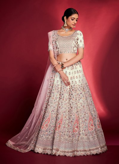 Buy Pink Embroidered Mehndi Designer Lehenga Choli Online -