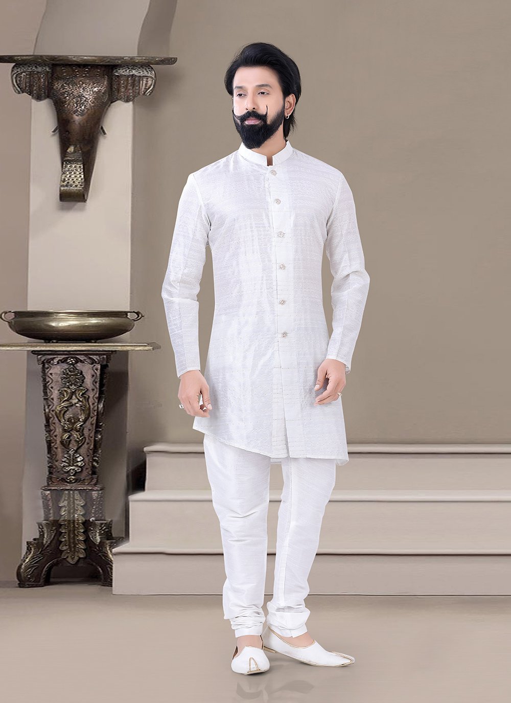 White indo best sale western kurta