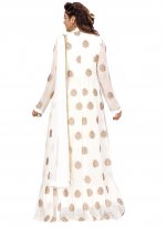 White Viscose Embroidered Gown 