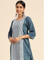 Winsome Embroidered Blended Cotton Pant Style Suit