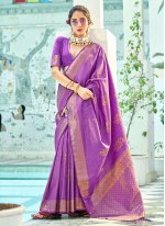 Winsome Kanjivaram Silk Purple Trendy Saree