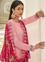 Winsome Pink Embroidered Trendy Salwar Kameez