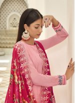 Winsome Pink Embroidered Trendy Salwar Kameez