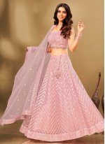 Wonderous Cutdana Pink Net Trendy Lehenga Choli