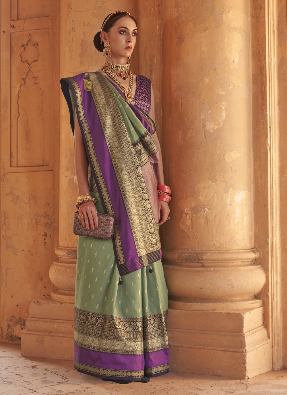 Engagement, Traditional, Wedding Green color Patola Silk, Silk fabric Saree  : 1868653