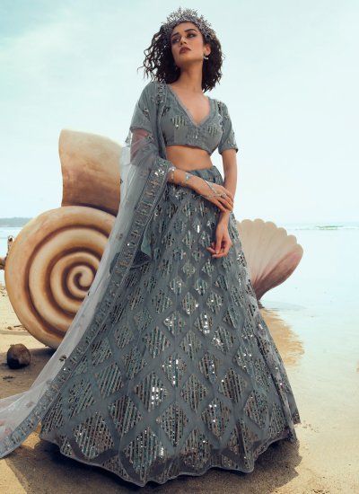 Wonderous Net Sequins Designer Lehenga Choli