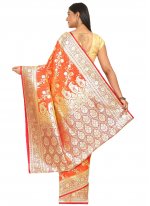 Woven Banarasi Silk Designer Traditional Saree in Orange