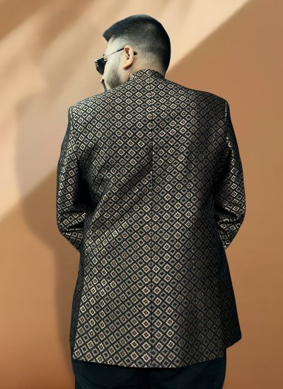 Woven Jacquard Coats & Blazers in Black