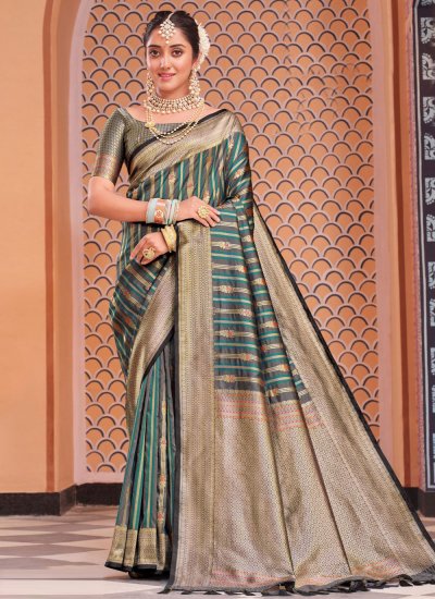 Woven Silk Trendy Saree in Multi Colour