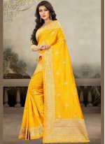 Yellow Art Silk Classic Designer Saree