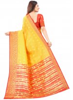 Yellow Art Silk Festival Designer Traditional Saree