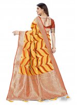 Yellow Banarasi Silk Classic Saree