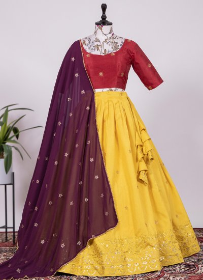 Buy Yellow Blousecrepe Lehengaorganza Dupattasoft Kalidar Lehenga Set For  Women by Samyukta Singhania Online at Aza Fashions.