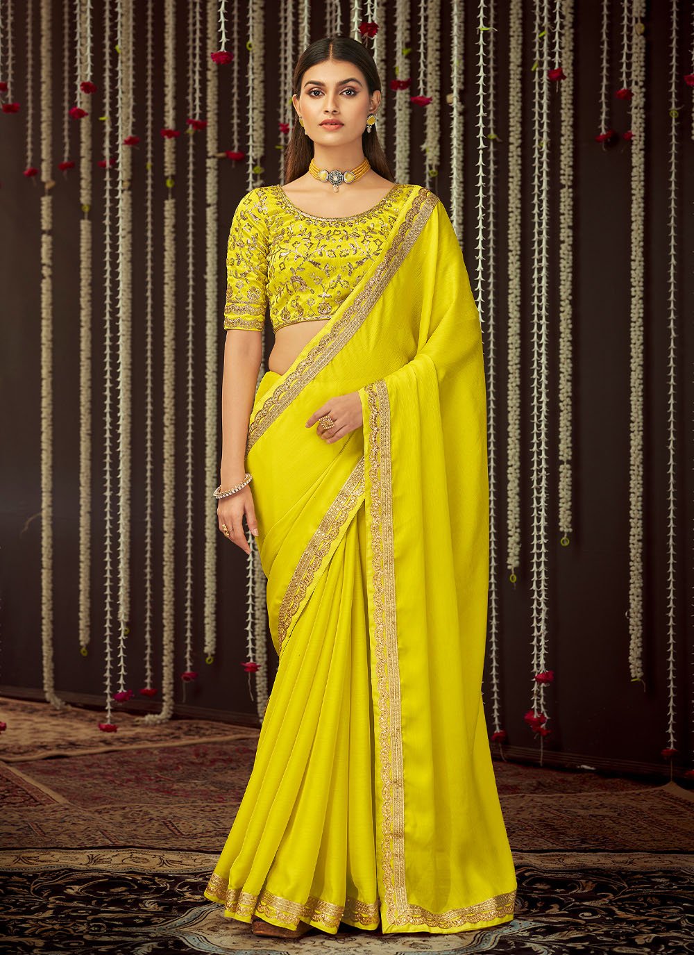 Yellow Silk Saree for Women for Haldi,stitched Blouse, Wedding Wear, Party  Wear, Festive Wear, Saree, Sari - Etsy