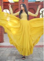 Yellow Color Floor Length Gown