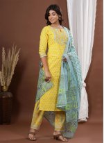 Yellow Cotton Readymade Suit