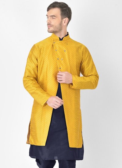 Yellow Dupion Silk Fancy Jacket Style