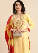 Yellow Embroidered Casual Trendy Salwar Kameez