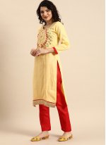 Yellow Embroidered Casual Trendy Salwar Kameez