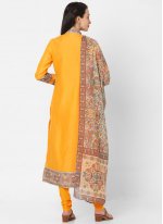 Yellow Embroidered Chanderi Designer Straight Suit
