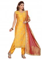 Yellow Embroidered Chanderi Readymade Suit